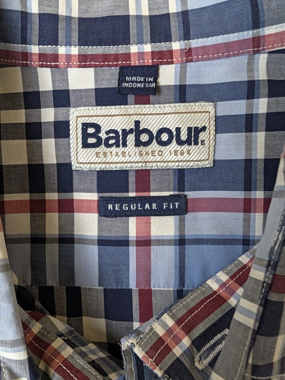 Barbour Blue and White Plaid Short-Sleeve Button-Down Shirt - Picture 4 of 10
